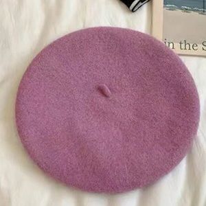 VINTAGE WOOL BERET-MAUVE PINK